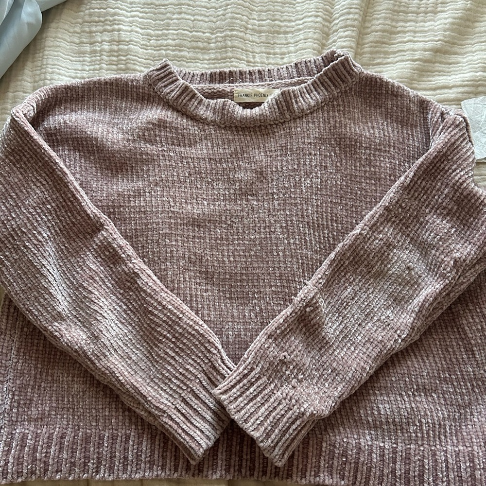 Pink Mauve Ribbed Crew Neck Sweater